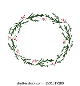 
Wreath of Christmas tree branches. vector illustration. Template for a greeting card or card.