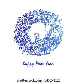 wreath christmas vector decoration celebration winter year new holiday merry