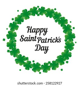 Wreath of clover and congratulations on Saint Patrick's Day