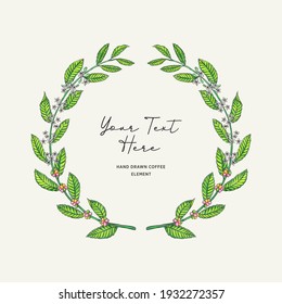 wreath coffee tree hand drawn element