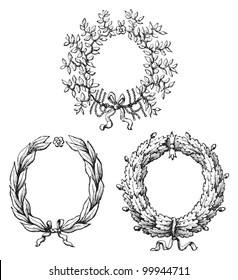 Wreath collection / vintage illustration from Meyers Konversations-Lexikon 1897