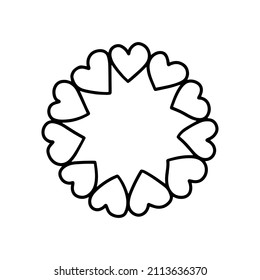 The wreath is composed of hearts. Vector illustration for your graphic design.