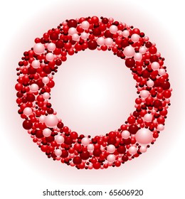 Wreath composed of red and white beads