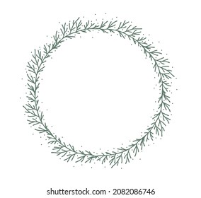 A wreath of coniferous branches. Elegant floral wreath. Vector isolated colorful element.