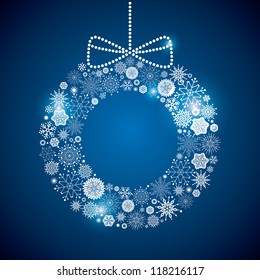 wreath consisting of a scattering of scintillating shining snowflakes