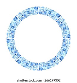 Wreath consisting of shining snowflakes. Circle background.  Orient traditional ornament. Vector abstract background for banner, card, poster or web design. Isolated on white background. 