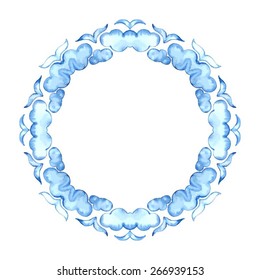 Wreath consisting of shining snowflakes. Circle background.  Orient traditional ornament. Vector abstract background for banner, card, poster or web design. Isolated on white background.
