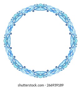 Wreath consisting of shining snowflakes. Circle background.  Orient traditional ornament. Vector abstract background for banner, card, poster or web design. Isolated on white background.
