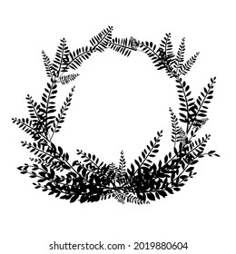Wreath with Copy Space. Floral in circle frame. Elements for wedding,greeting card,template, poster,print ,celebration.Green Leaves.Vector Illustration.