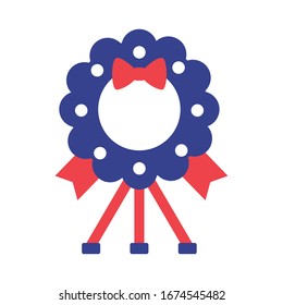 wreath crown with bow silhouette style icon vector illustration design