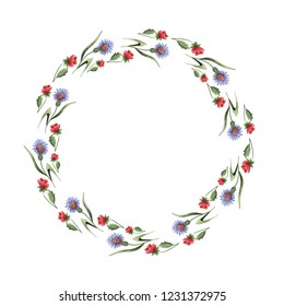 Wreath with cute flowers.