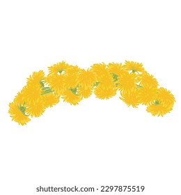 Wreath from dandelions. Cartoon vector illustration.