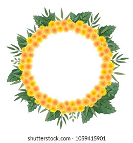 Wreath of dandelions. Vector illustration.
