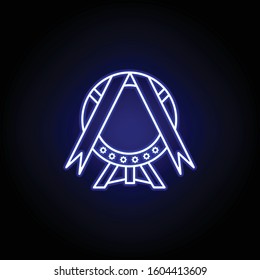 wreath, death outline blue neon icon. detailed set of death illustrations icons. can be used for web, logo, mobile app, UI, UX