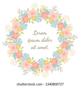 A wreath of decorative flowers. Flat style. Vector illustration.