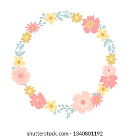 A wreath of decorative flowers. Flat style. Vector illustration.