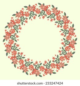 Wreath with decorative red flowers
