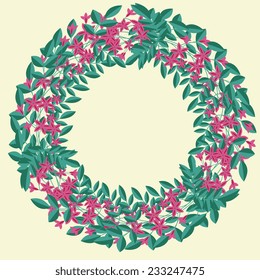 Wreath with decorative vector flowers