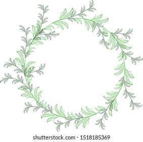 wreath of delicate green branches for design and backgrounds