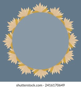 A wreath of delicate petals in subtle shades of beige and yellow. Round floral frame. Vector pattern for voucher, wishes and wedding invitations.
