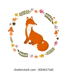 wreath design template print with fox