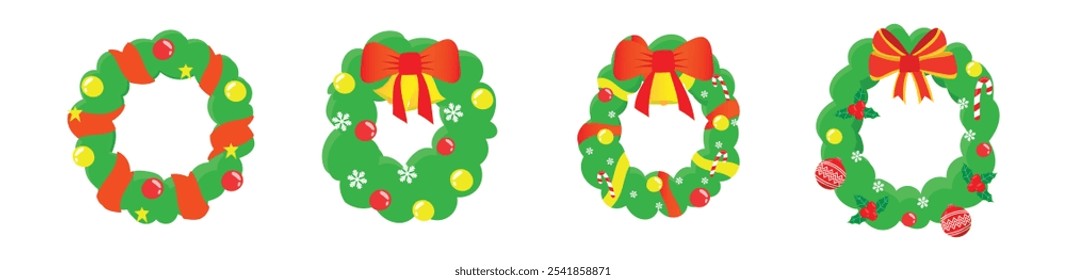 wreath doodle christmas decoration icon
