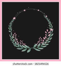 Wreath drawn in vector, imitates watercolor. Vector illustration