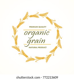 Wreath ears isolated on white background. Template vector icon design. Agriculture wheat logo 