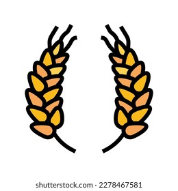 wreath ears of wheat color icon vector. wreath ears of wheat sign. isolated symbol illustration