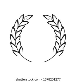 Wreath of ears of wheat, rice. Cereal crops. Design elements. Vector.