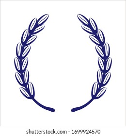 Wreath of ears of wheat, rice. Cereal crops. Design elements. Vector icon.