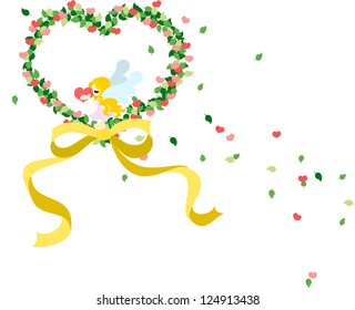 A wreath of the essence of the heart. A small angel stands still on the top.