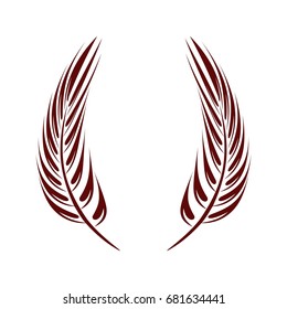 Wreath Feather Crest Logo Template Illustration Design. Vector EPS 10.