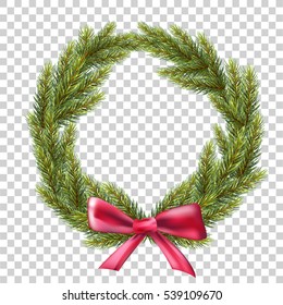 wreath of fir branches with  bow. vector