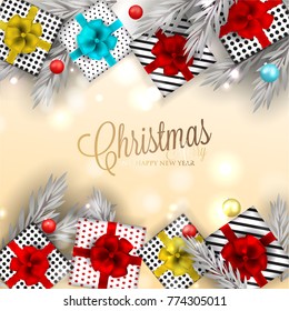Wreath of fir garland gift box