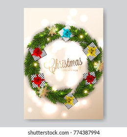 Wreath of fir garland gift box