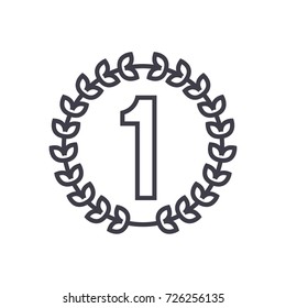 wreath first vector line icon, sign, illustration on background, editable strokes