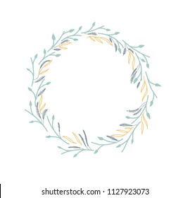 wreath flat vector flowers plants lettering