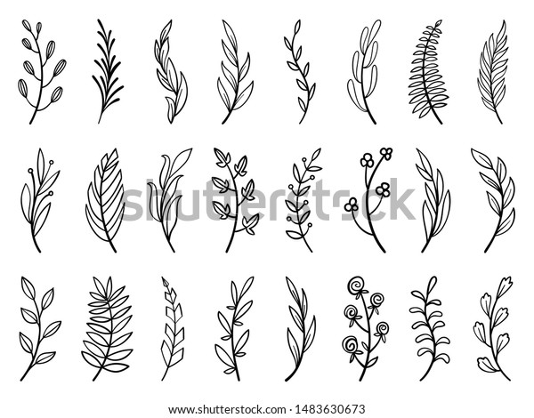 Wreath Floral Branch Hand Drawn Style Stock Vector (Royalty Free ...