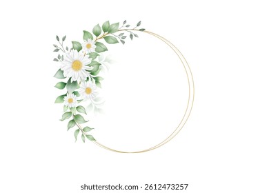 Wreath floral chrysantemum with watercolor 