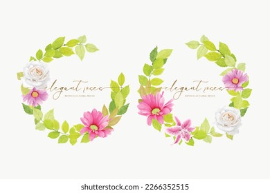 wreath floral and leaves ornament illustration