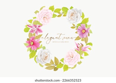 wreath floral and leaves ornament illustration