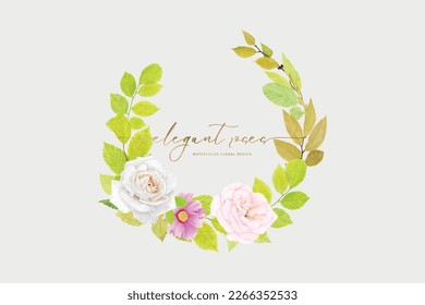 wreath floral and leaves ornament illustration