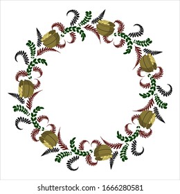 wreath with floral ornaments from fern leaves and clover for St. Patrick's Day