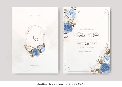 wreath floral wedding invitation card with roses flowers design	