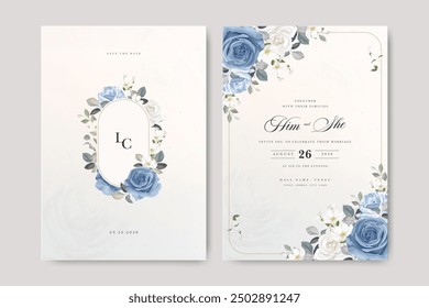 wreath floral wedding invitation card with roses flowers design	