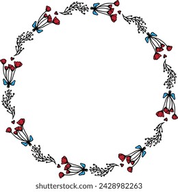 Wreath flower , Round flower frame vector.