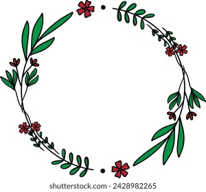 Wreath flower , Round flower frame vector.