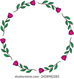 Wreath flower , Round flower frame vector.