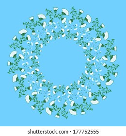 Wreath of flowers, abstract hand-drawn vector illustration.